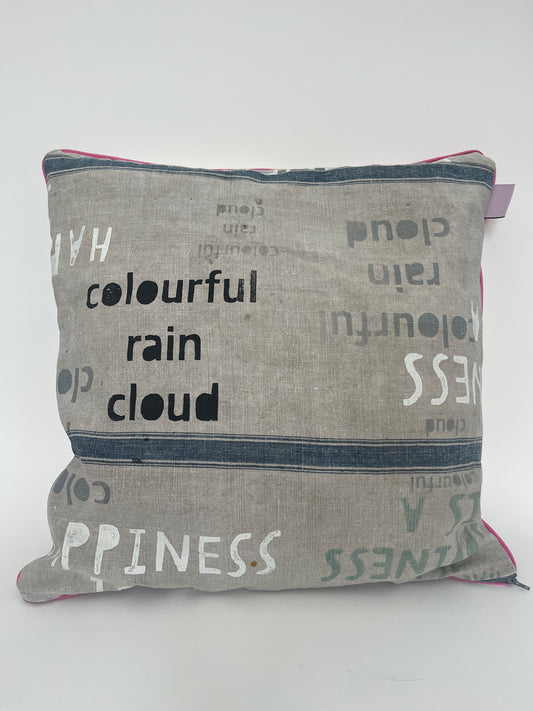 Leinenkissen „Colorful Rain“ · handgefertigtes Unikat