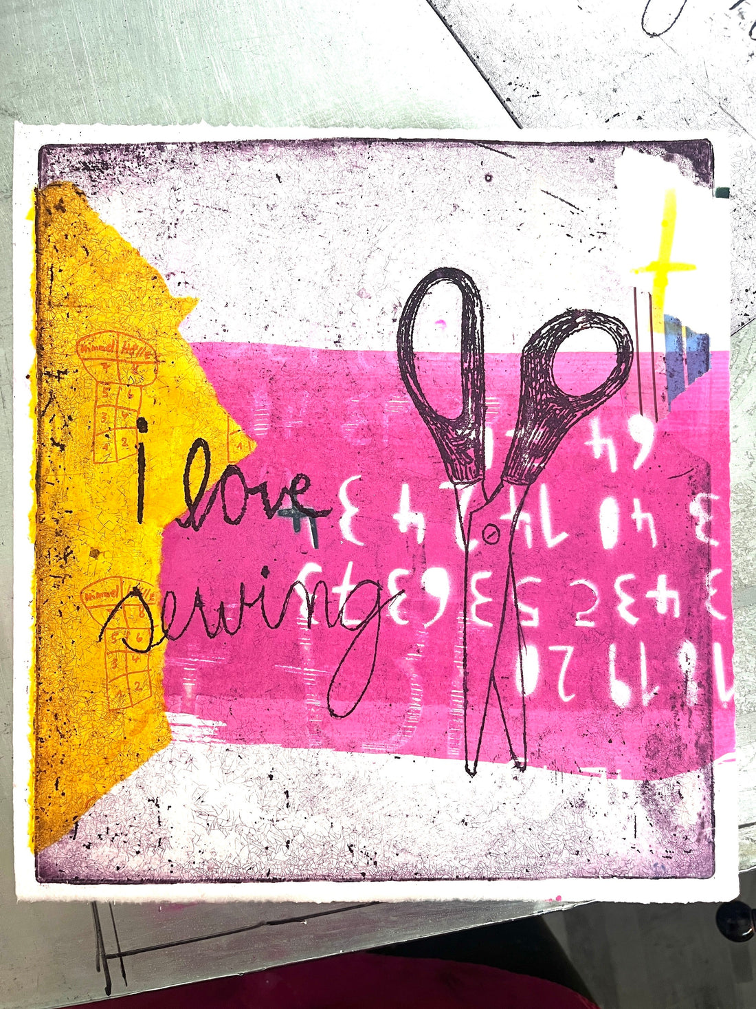 I love sewing . Radierung