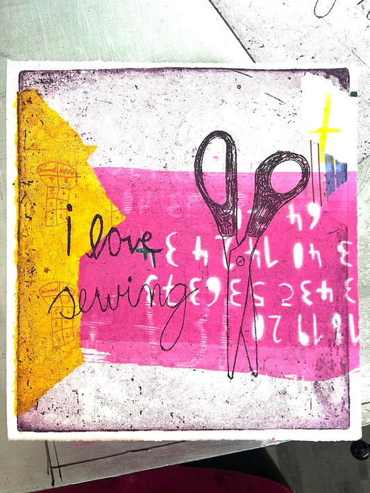 I love sewing . Radierung