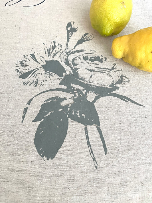Tischdecke Grüne Rosen & Typo