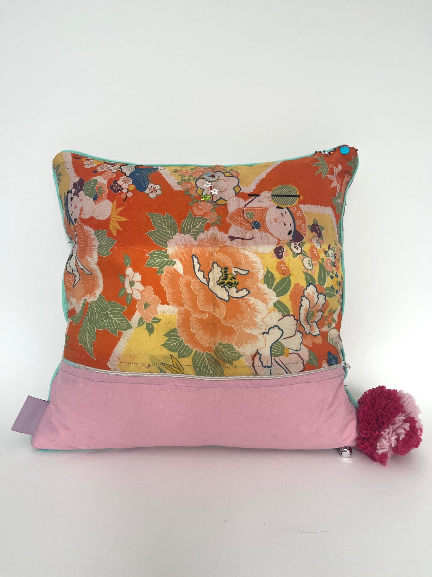 Leinenkissen „Happiness is the Color of a Raincloud“ · Keypiece · Unikat