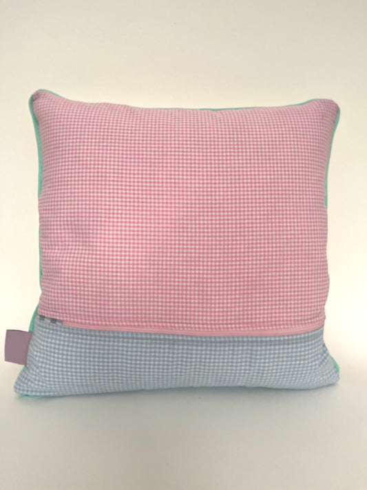 Kissen „Boxer & Stars“ · 40 × 40 cm · handgefertigtes Unikat