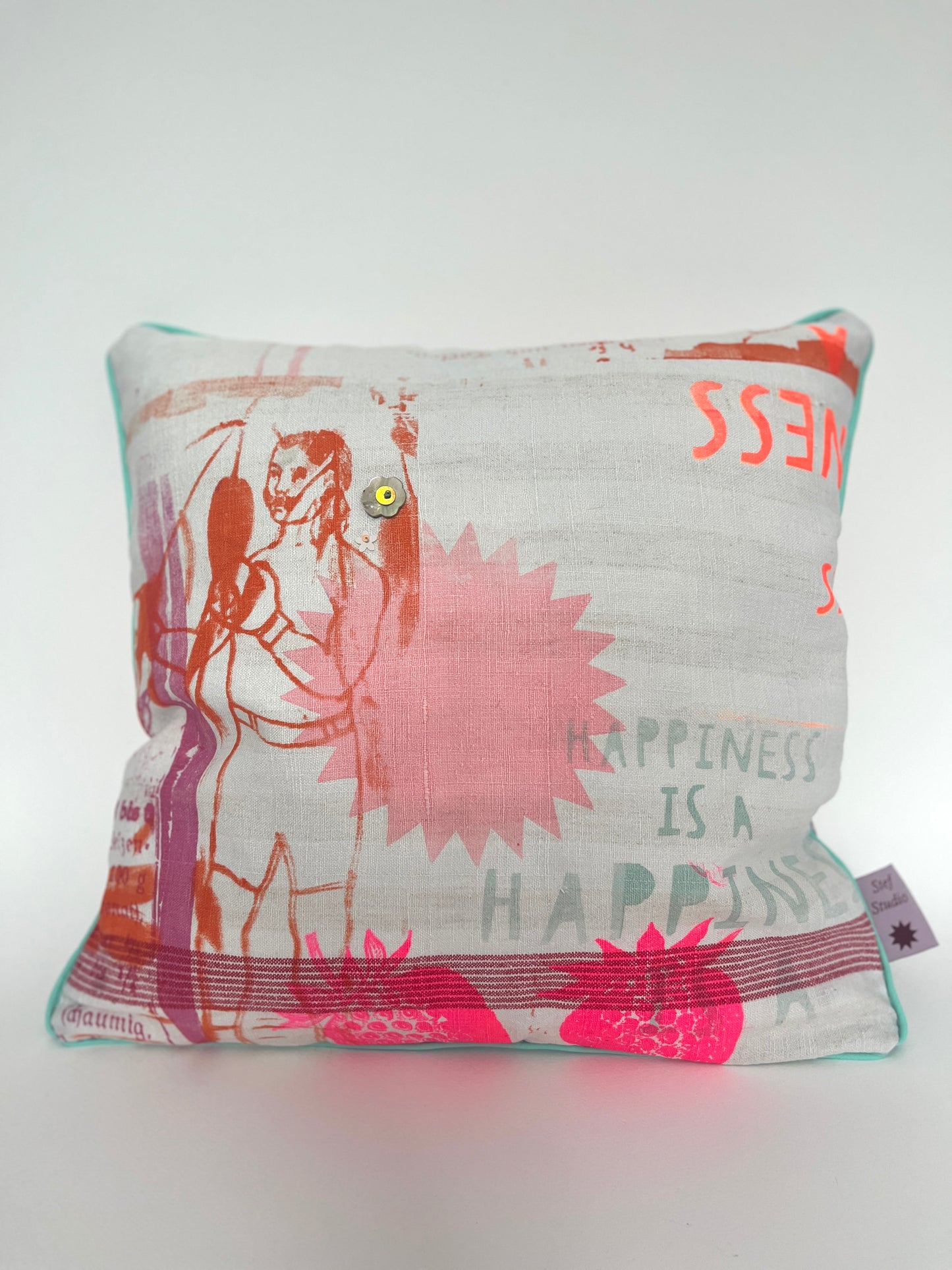 Kissen „Boxer & Stars“ · 40 × 40 cm · handgefertigtes Unikat